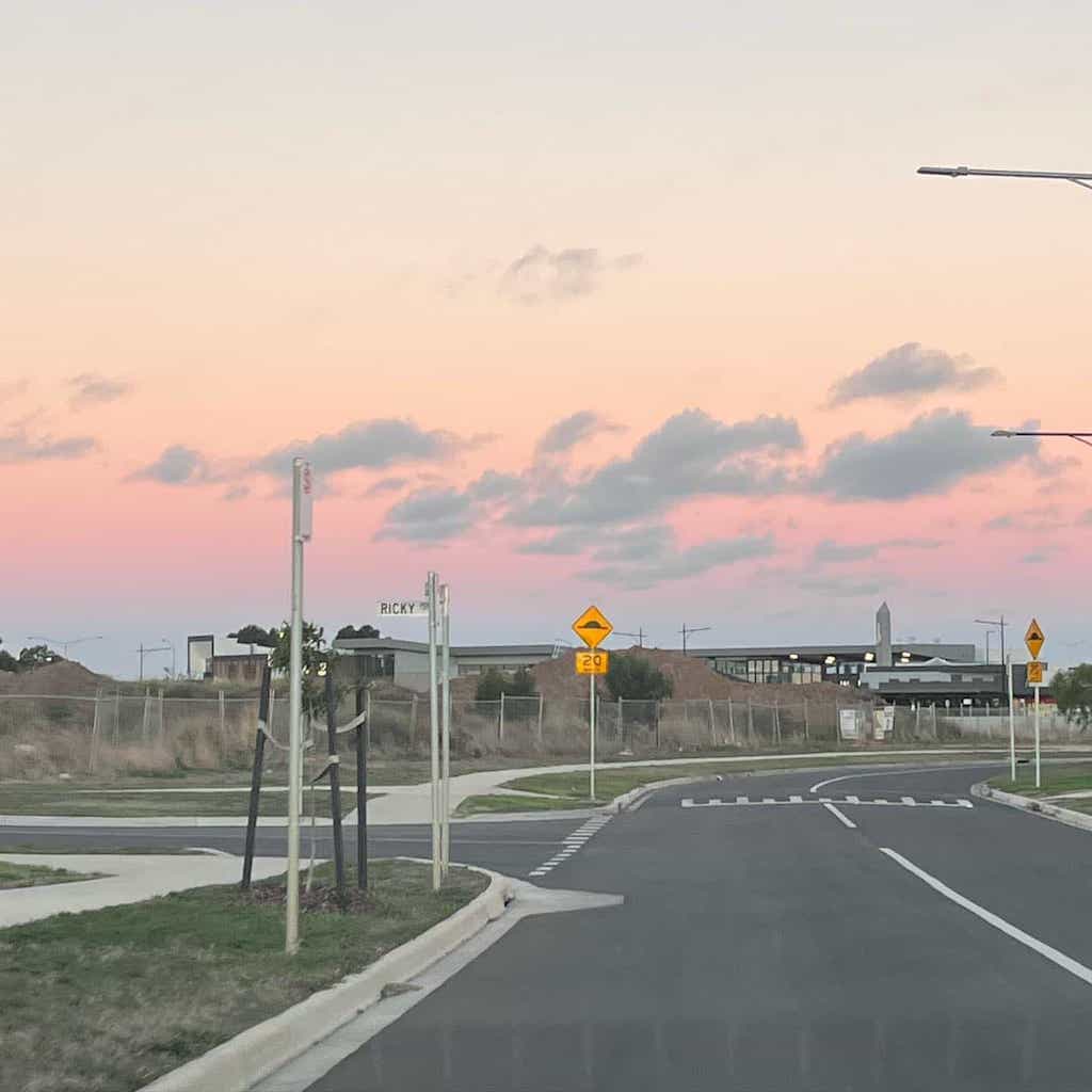 Street at sunset