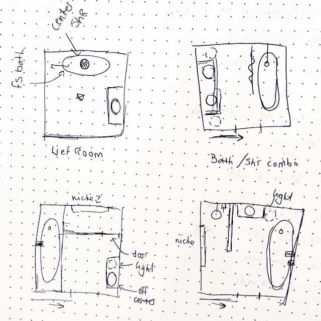 Image of multiple plans for bathroom