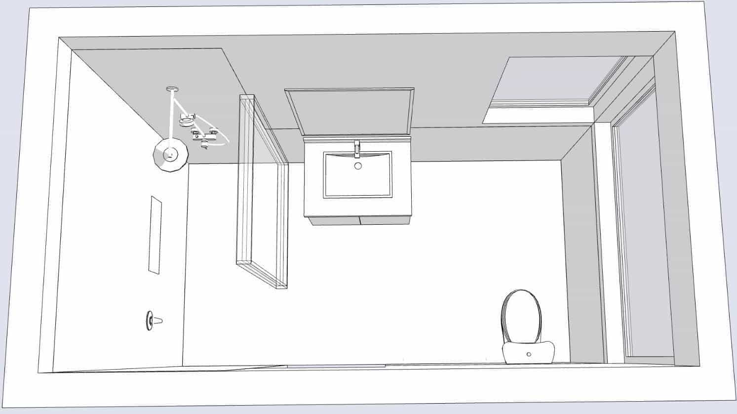 Medium bathroom 3D line drawing