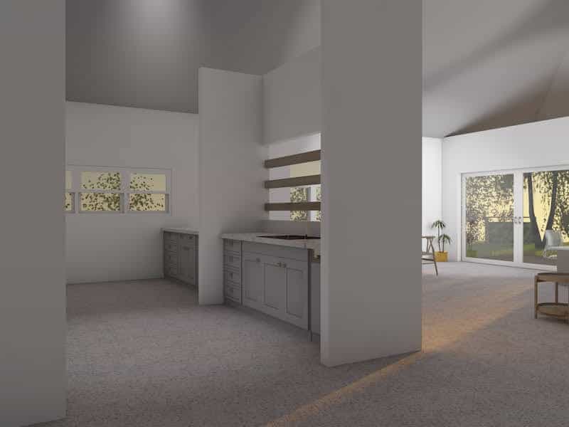 Final 3D render of house interior